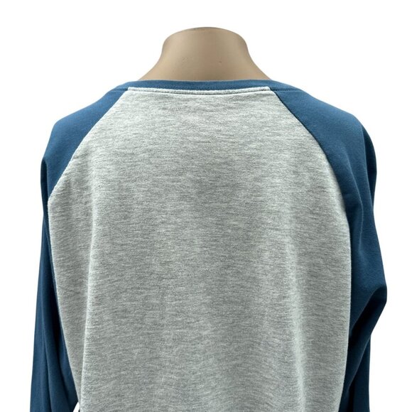 Superbrand Baseball T-Shirt 3/4 Sleeve Raglan Tee Crewneck Gray & Blue Womens M - Picture 7 of 8